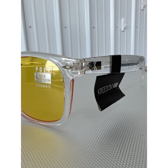 Kreedom Knox Gaming Glasses Polycarbonate Clear Frame Yellow Lens Pickleball NEW - Picture 2 of 6